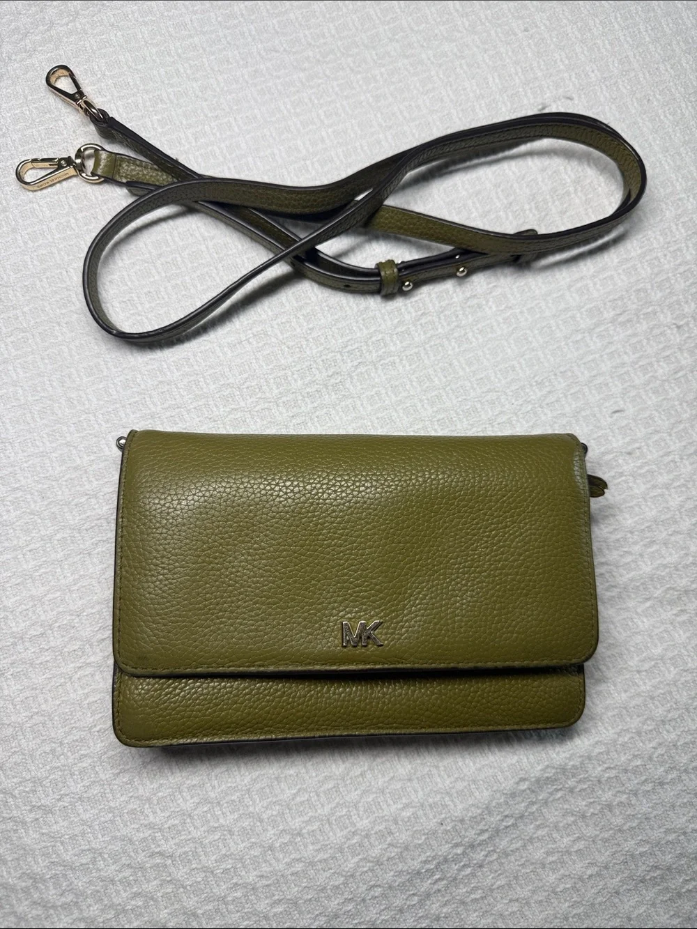Michael Kors olive green wallet crossbody small leather bag